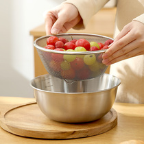 304 stainless steel Taobi Archives housekitchen fruit double - layer wash basket asphalt rice pot