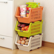 Japan imported kitchen collection shelves can be superimposed fruit and vegetable packaging basket landing multi - layer shelves