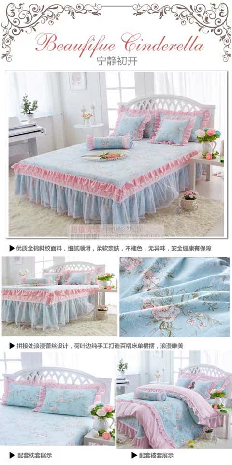 Cotton phong cách lãng mạn khâu ren hoa sen ren ren giường mềm mại giường công chúa tấm người đôi bông trẻ em - Váy Petti váy giường đẹp	