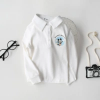 Детская хлопковая футболка polo, мультяшная осенняя рубашка подходит для мужчин и женщин