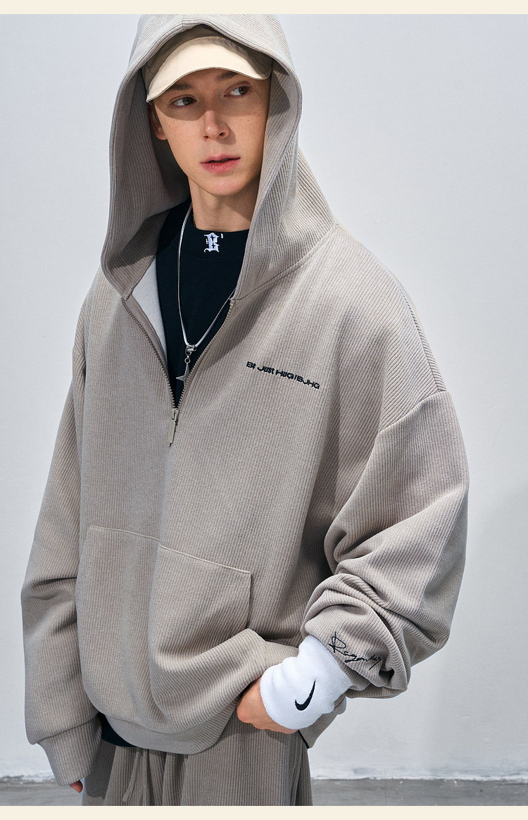 BJHG Corduroy Half-Zip Hoodie