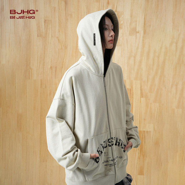 BJHG ເສື້ອຢືດ cardigan ຍອດນິຍົມຂອງຜູ້ຊາຍໃນລະດູໃບໄມ້ປົ່ງແບບ retro hooded sweatshirt ອາເມລິກາແບບໃຫມ່ແບບບໍ່ຄິດຜິດ