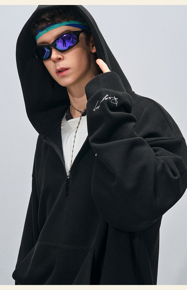 BJHG Corduroy Half-Zip Hoodie