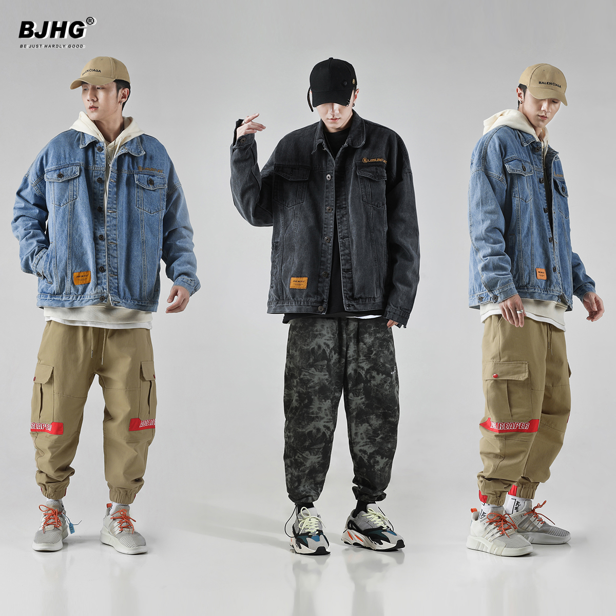 Autumn casual denim jacket men's fashion brand European and American street hip-hop wild loose tooling HIPHOP embroidery jacket