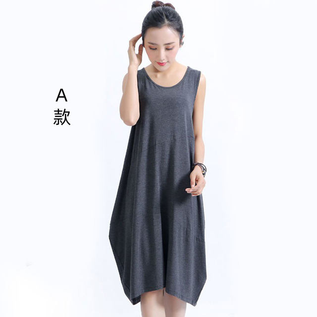 Loose modal vest dress sleeveless vest plus size maternity dress women fat mm suspender draping long skirt summer