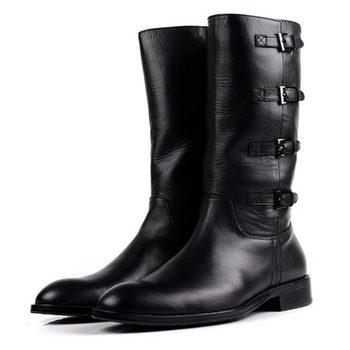 Riding boots british high top men's shoes fashionable leather denim