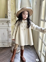 Free liner Petit Nez] Retro 100% wool double-sided cashmere coat handmade for girls milk white pleated