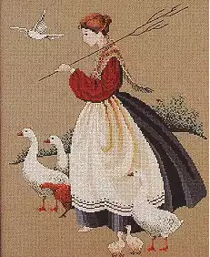 Cross stitch self-matching geese girl