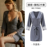 Сексуальная летняя пижама, шелковая лента, банный халат, комплект, домашняя одежда, 2 шт