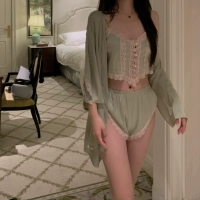 Зеленый комплект, шорты, банный халат, эффект подтяжки