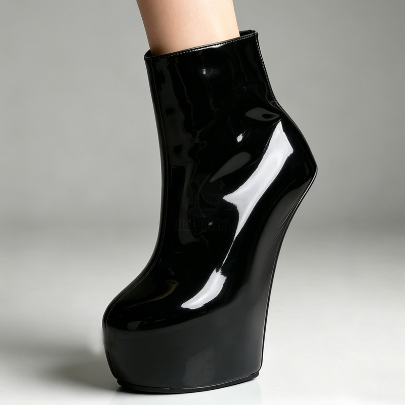 Bitter Moon High Heels, Irregular Shape, No Heel, 20cm Sky-High, Large Size, Catwalk, Cos, Photo Shoot Short Boots