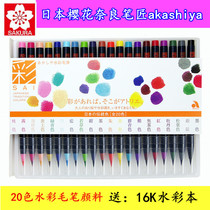 Japan Sakura Nara pen craftsman akashiya brush watercolor paint hand-drawn pen soft pen 20 color set