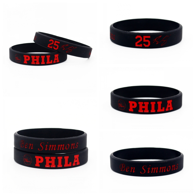 25th Ben Simons dạ quang silicone vòng đeo tay ngôi sao bóng rổ 76ers người hâm mộ cung cấp vòng đeo tay nam và nữ lưới bóng rổ sắt	