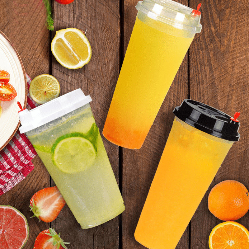 90 calibre disposable transparent milk tea cup plastic cup drink juice mesh red injection moulding packed mug with lid 700