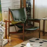 物应 Изумрудно-зеленый масляный воск Кожаный стул Chieftain Черный орех Одиночный диван-стул Гостиная Балкон Натуральная кожа Подержанный стул для отдыха 𫔮