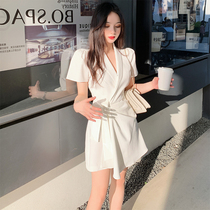  Sandro Svpr high-end white suit dress female 2021 summer new waist slim temperament