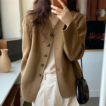 Sandro Fashiong double-sided cashmere coat female winter small man 2021 New Short woolen coat