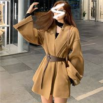 Sandro Fashiong double-sided cashmere coat short woolen coat women 2021 new autumn and winter small man