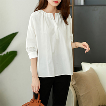  Sandro Svpr white shirt 2021 summer new thin loose thin chic chiffon shirt