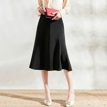  Sandro Svpr black skirt womens 2021 summer new retro high waist thin temperament A-line skirt