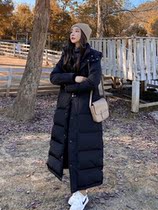 Super warm black down jacket womens long winter clothing 2021 autumn and winter new female design sense bread suit