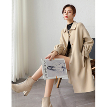 Sandro Fashiong double-sided cashmere coat winter womens woolen long coat women 2021 New
