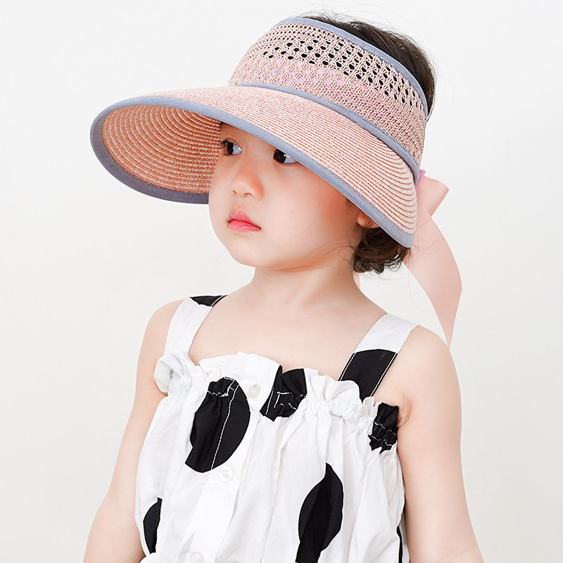 Spring Summer children hat girl sun visor sunscreen hat beach hat baby empty top hat big hat peak princess kid cool hat