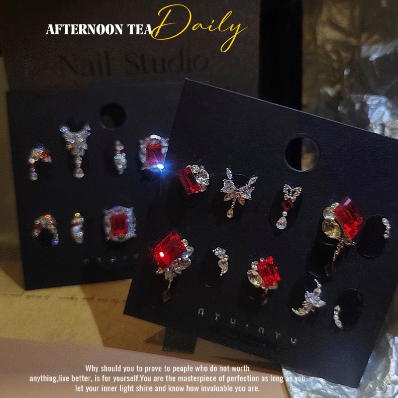 Dongzhou Diamond Ruby Bridal Red Sparkling Nail Art Accessories Diamond Material Kit Set Diamond Big Brand High-End Sparkling