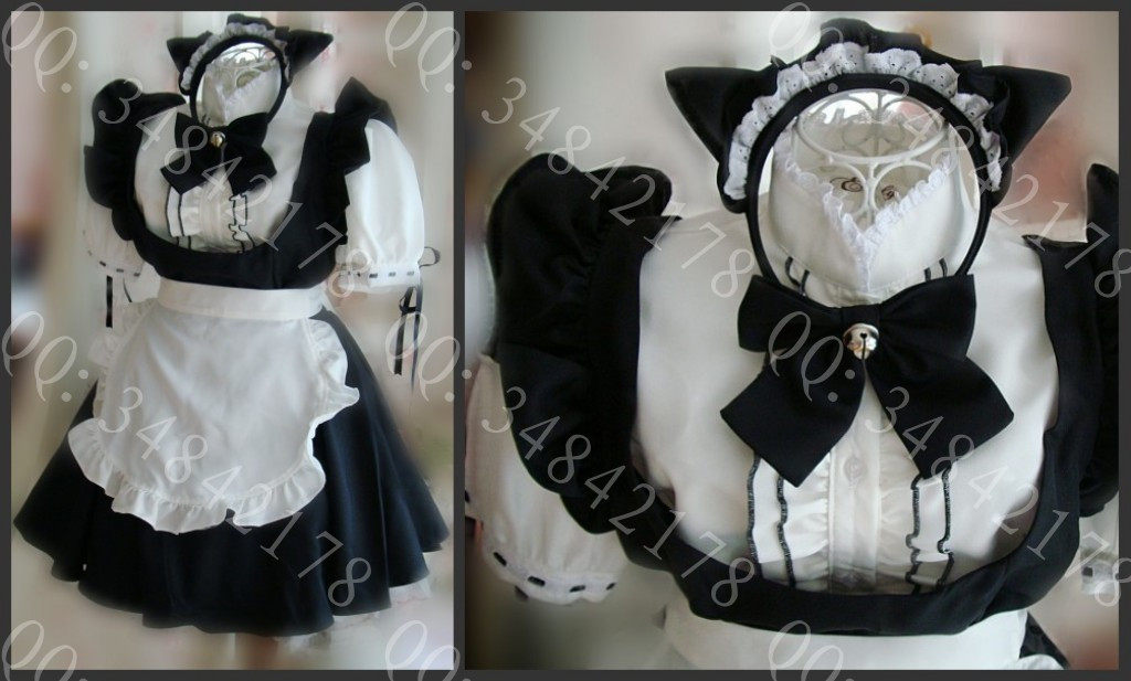 cosplay cat ears maid dress ultra sweet and beautiful bell 5 pieces genuine cartoon maid's department-Taobao
