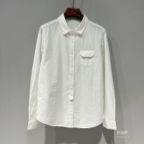 2022 Spring loaded Korea TH NEW PURE COLOR SINGLE ROW BUTTON SINGLE POCKET ART 100 LAP POLO COLLAR LONG SLEEVE SHIRT WOMAN