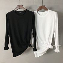 2020 spring Korea TH new solid color simple and versatile round neck loose long-sleeved T-shirt base shirt top women