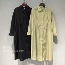 2021 autumn Korean 2d new solid color single-breasted double pocket loose polo collar shirt dress