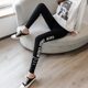 Korean style sports leggings for women to wear as outerwear, pure cotton high-waisted nine-point spring and autumn thin elastic large size tight-fitting pants