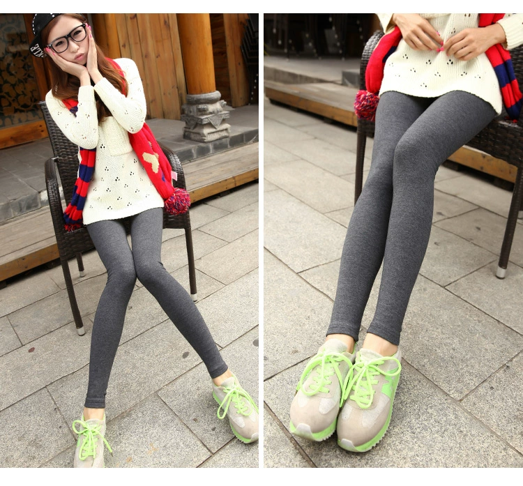 Mùa xuân và mùa thu mẫu quần legging cotton bên ngoài phiên bản Hàn Quốc cỡ lớn không được thêm quần nhung co giãn Quần chân mỏng Quần ngụy trang nữ mùa hè