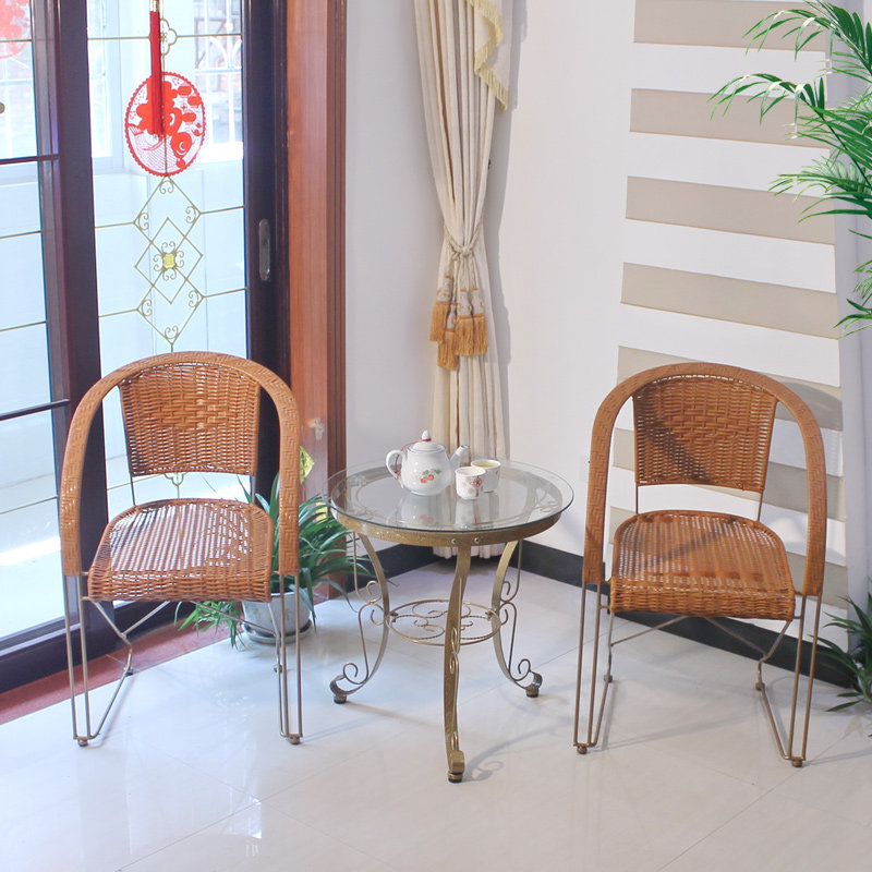 Casual Iron Art Leaning Back Chair Office Chair Computer Chair Vine Chair Three Sets Combination Balcony Outdoor New small table and chairs