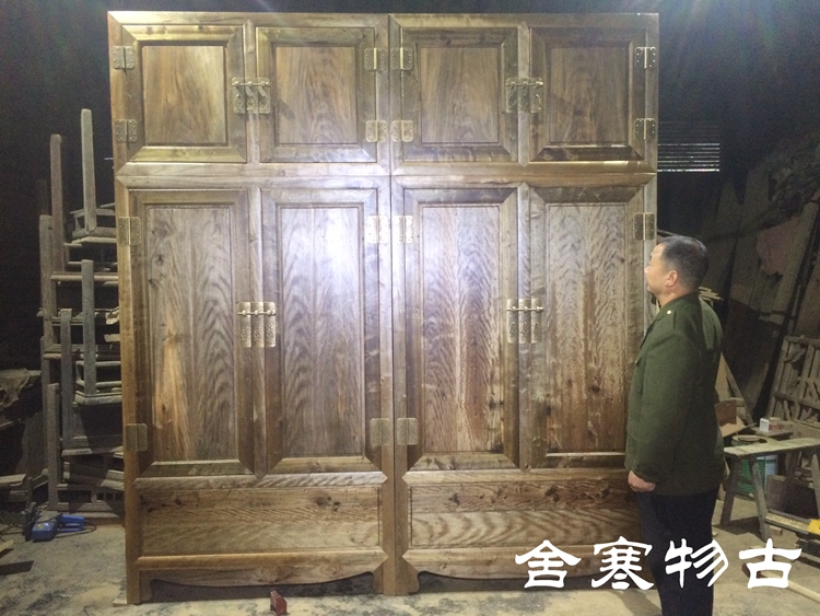 (custom-made) Sichuan Xiaoye zhen Nangjin silk Nan wood full tiger leather old material top box cabinet 4-piece cabinet wardrobe bookcase
