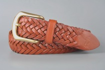 2020 new hand-woven polo leather belt mens belt copper buckle (3 5cm)