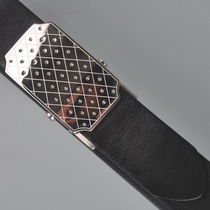 Dot mirror stainless steel roller buckle mens casual belt header level cowhide belt (3cm to about 8cm)