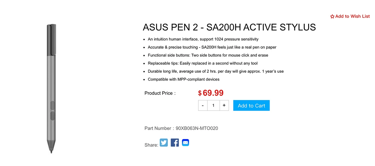 Asus collection PEN 2-SA200H Active stylus 1024 pressure-sensitive mouse to click and erase Stylus 2 buttons VivoBook Flip 14 TP401-Baby shop, only sell genuine products