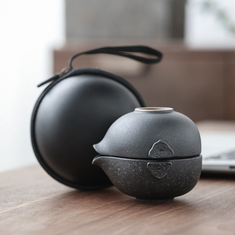 Outdoor camping fast guest Cup Anti-hot ceramics a pot of three cups portable travel kung fu tea set set office tea