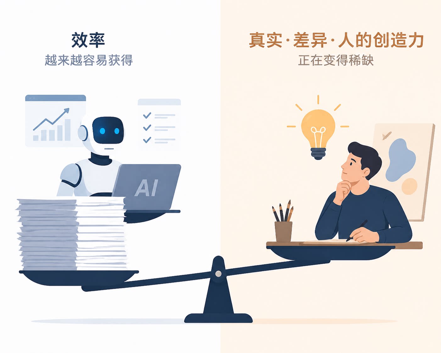 AI效率与人工创造力对比