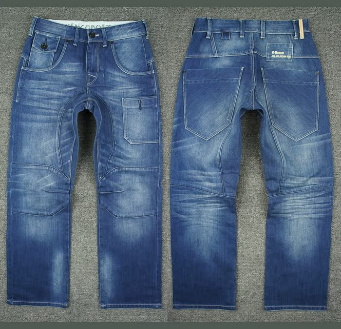 外贸原单剪标尾货牛仔裤男直筒中腰水洗磨白多