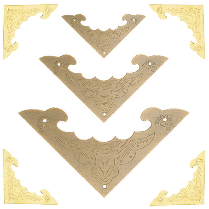 Antique pure copper corner Copper corner Chinese furniture edge jewelry box corner piece camphor wood box corner flower cabinet door corner code