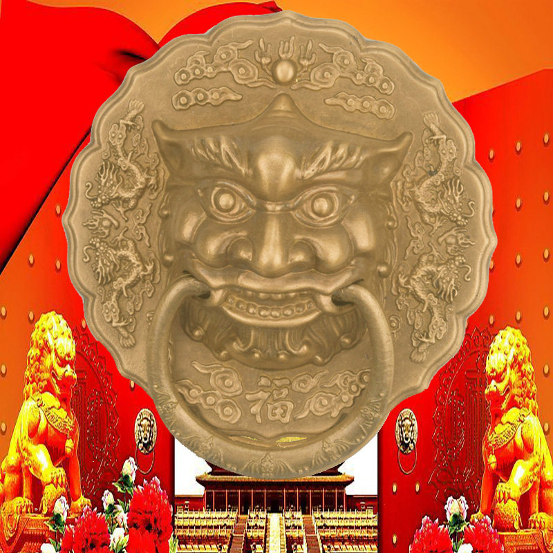 Chinese pure copper handle Antique door decoration pull ring door cymbals vintage lion tiger head beast head villa door knocker handle