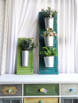 Garden solid wood living room flower pot frame wall hanging wall balcony decoration green rose hanging indoor flower frame with pot