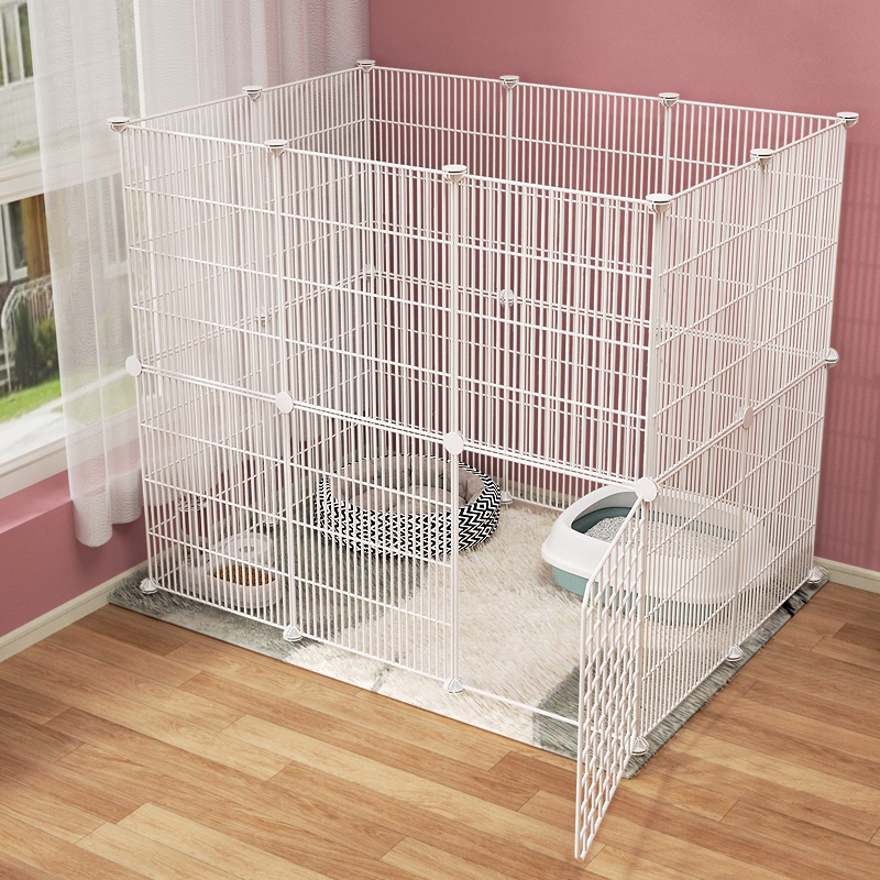 Pet Fence Specifically for Cats to Prevent Escape, Indoor Free Combination Barrier Panels, No Drilling Required, Removable Iron Mesh Fence