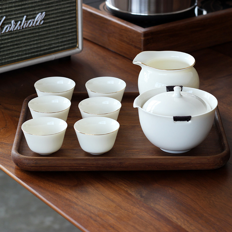 High white porcelain kung fu tea set teapot teapot teapot fair cup complete white ceramic cup Wuku