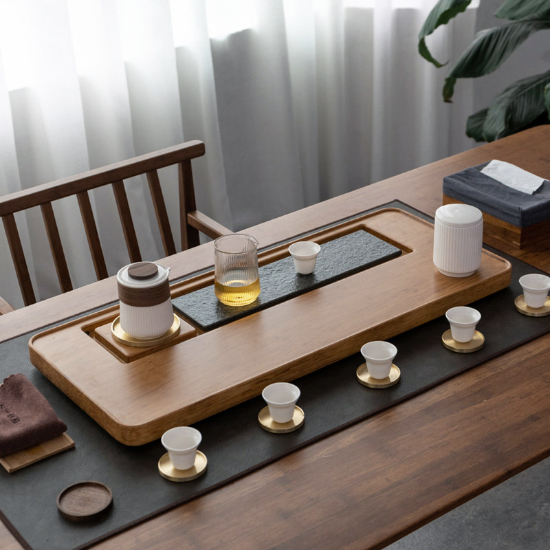 Solid wood tea tray tray Drain storage drainage Kung Fu tea set Wu Jinshi tea table Simple household tea sea large