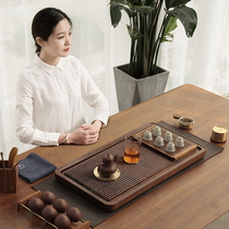  Bamboo tea tray drainage solid wood household simple small tea table tray Kung Fu tea set Tea sea Japanese rectangle