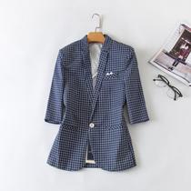 Cotton and linen five-point sleeve suit spring and summer new one-button sleeve jacket spring suit small suit single west thin Korean wave